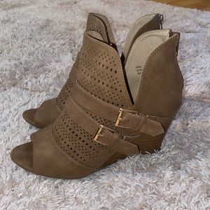 COPY - Open toe brown booties by Report